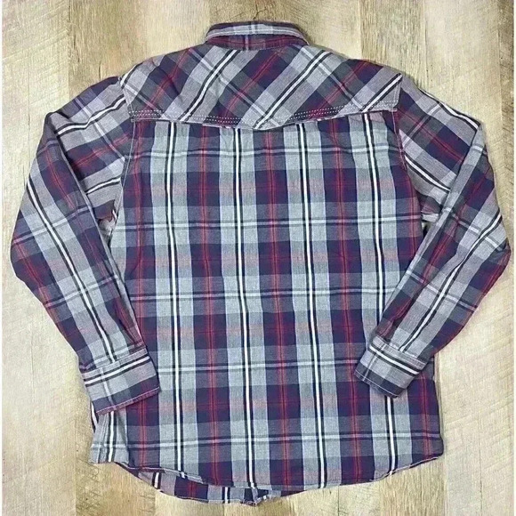 BKE Buckle Shirt Mens XL Gray Blue Metal Buttons Standard Fit L/S Plaid Western - Picture 4 of 7